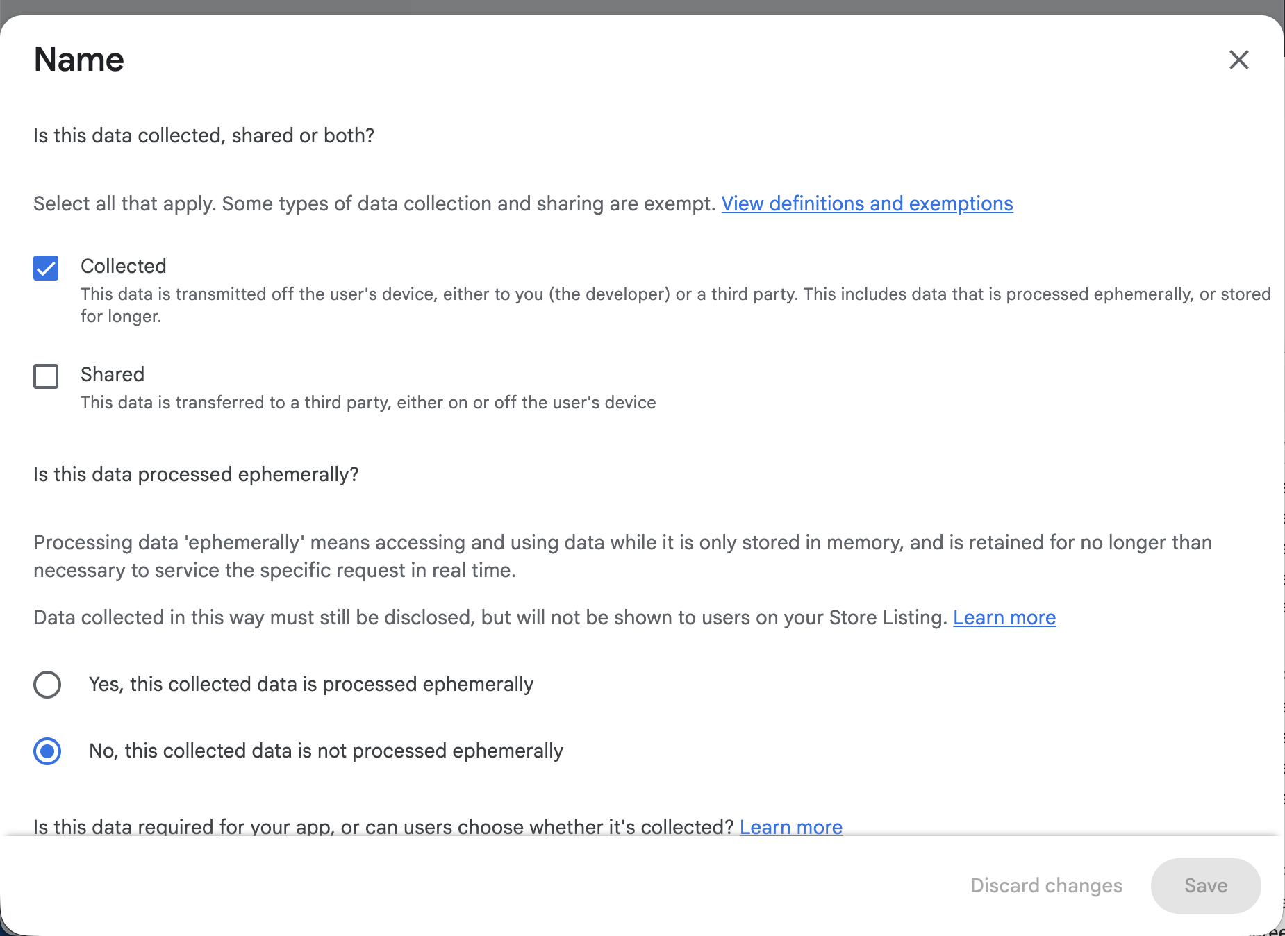 Privacy setting in Google Play