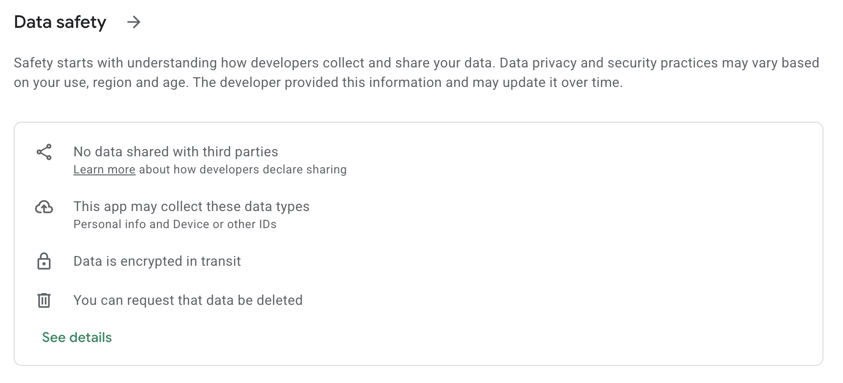 What the privacy settings look like to an Android user